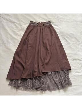 Axes Femme mauve pink midi skirt with buttons and lace trim Size medium